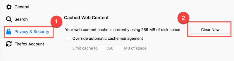 Clear Firefox cache